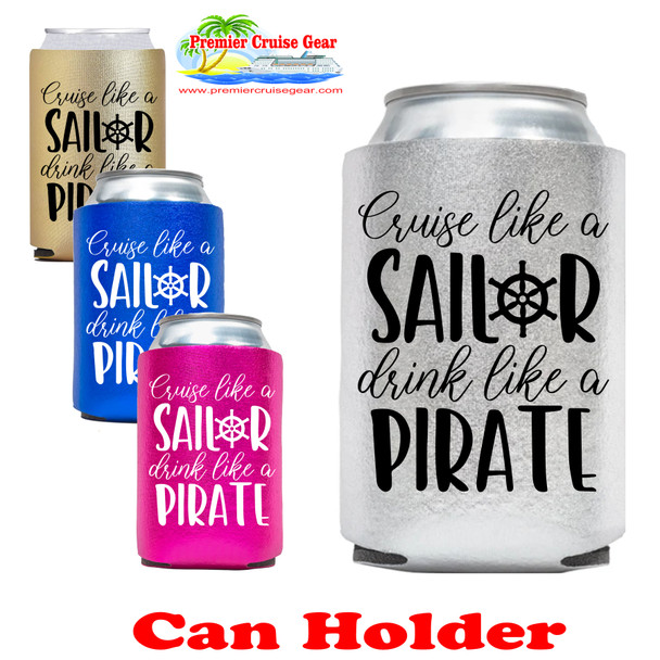 Cruise themed can sleeve.  Choice of color. - sailor