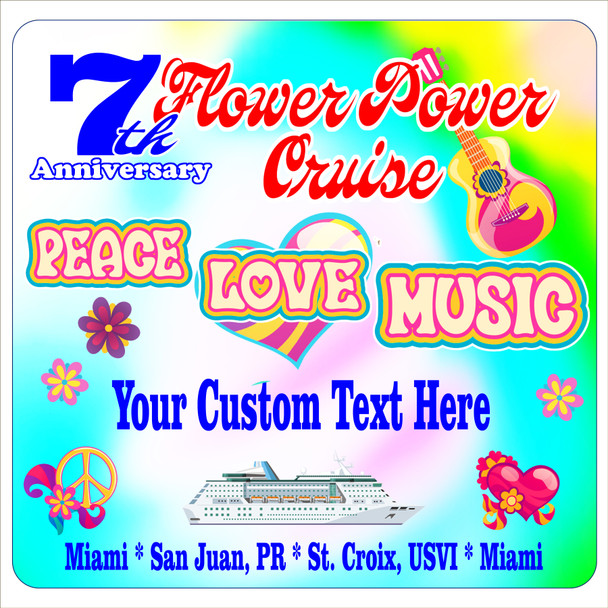 2024 Flower Power Cruise Ship Door Magnet - 11" x 11" - Flower Power 014