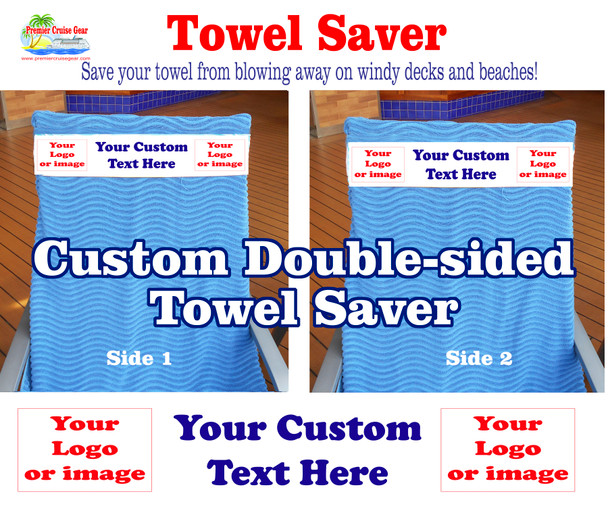 New Towel Saver - Custom towel band to save your towels from blowing away. Add your logo or image!