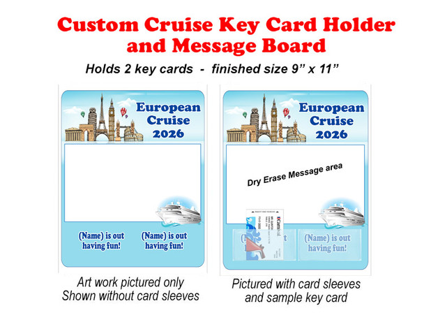 Door Key Card Holder Magnet - Holds 2 cards.  Keep your key card handy in your cabin.  Also a dry erase message board.  Europe 1