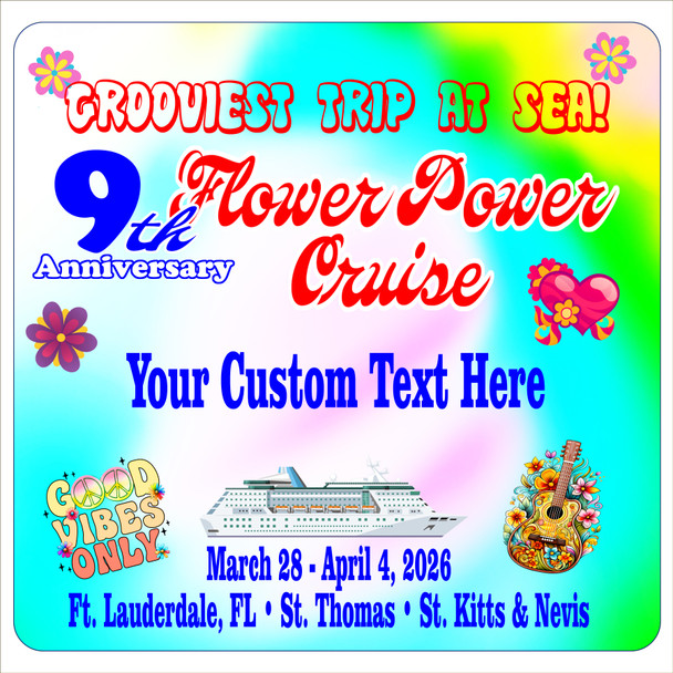 2026 Flower Power Cruise Ship Door Magnet - 11" x 11" - Flower Power 015