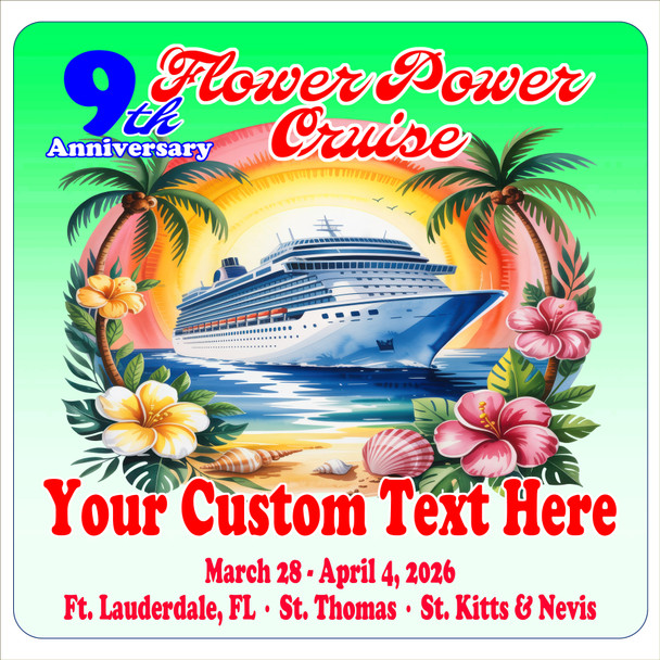 2026 Flower Power Cruise Ship Door Magnet - 11" x 11" - Flower Power 016