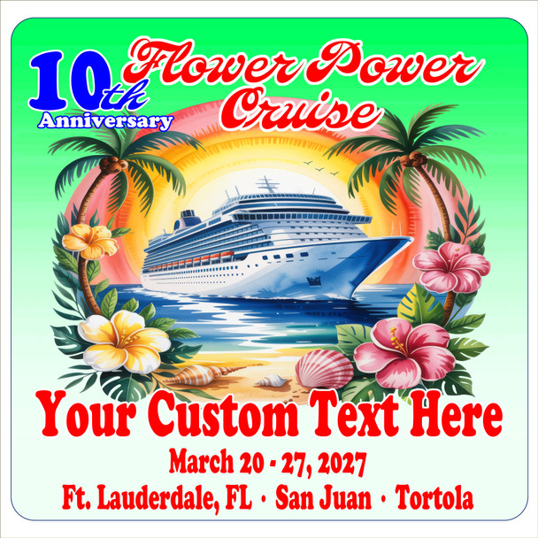 2027 Flower Power Cruise Ship Door Magnet - 11" x 11" - Flower Power 016