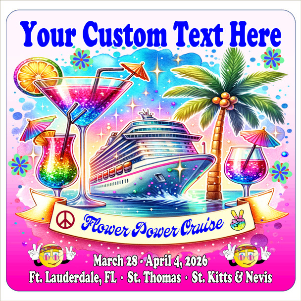 2026 Flower Power Cruise Ship Door Magnet - 11" x 11" - Flower Power 017