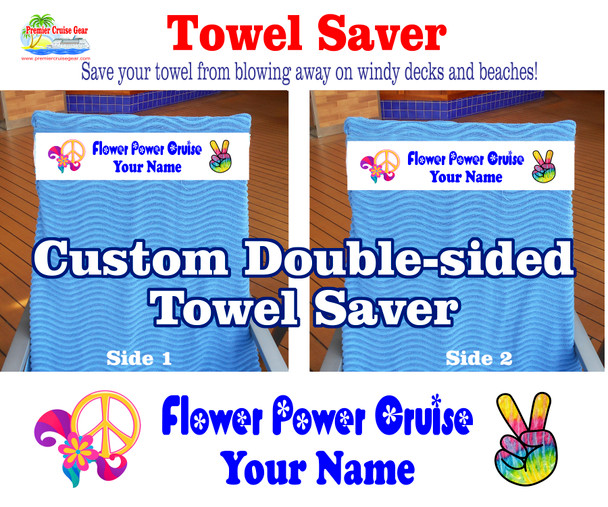 New Towel Saver - Custom towel band to save your towels from blowing away Flower Power 2