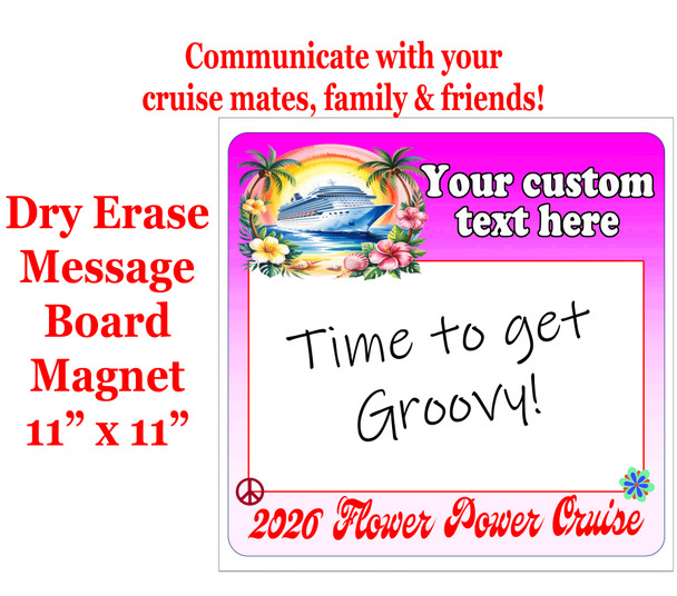 Dry erasable magnet.  11" x 11"   Flower Power 4