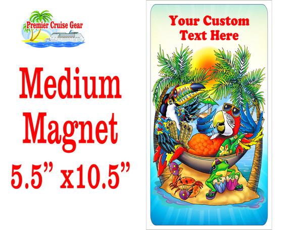 Medium Cruise Theme Magnet. Add to your door decorations with this custom magnet. Great for adding names, ports, etc...to your door!  5 1/2" x 10 1/2" Customizable!  Design 6
