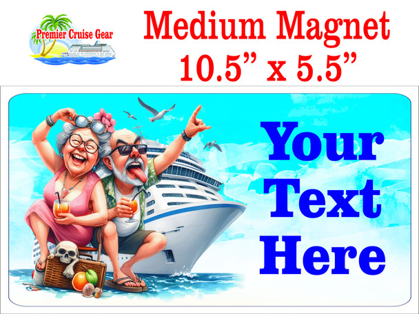 Medium Cruise Theme Magnet. Add to your door decorations with this custom magnet. Great for adding names, ports, etc...to your door!  5 1/2" x 10 1/2" Customizable!  Design 15