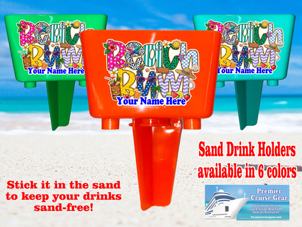 Sand-Beach Drink Holder - custom with your name/text.