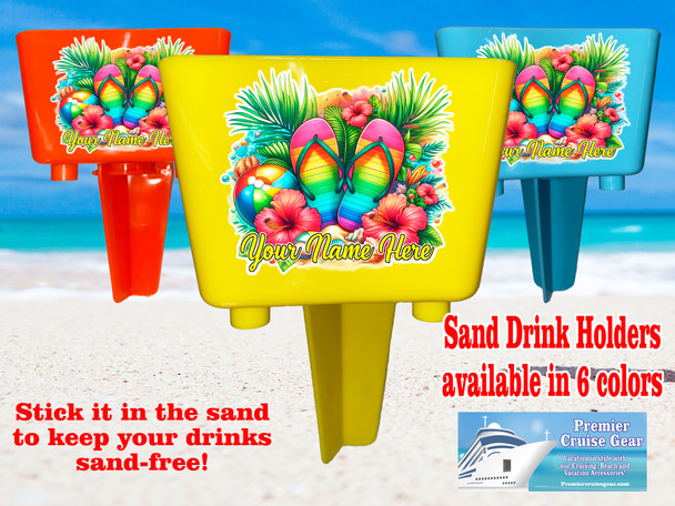 Sand-Beach Drink Holder - custom with your name/text.