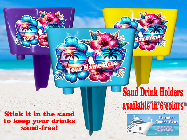 Sand-Beach Drink Holder - custom with your name/text.