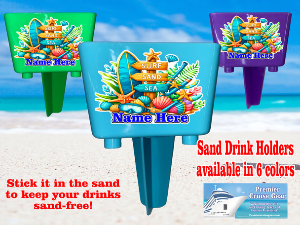 Sand-Beach Drink Holder - custom with your name/text.