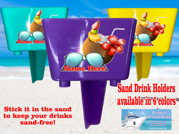 Sand-Beach Drink Holder - custom with your name/text.