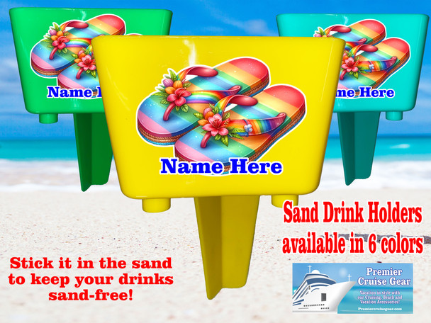 Sand-Beach Drink Holder - custom with your name/text.