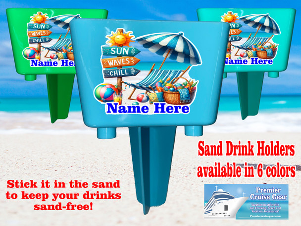 Sand-Beach Drink Holder - custom with your name/text.