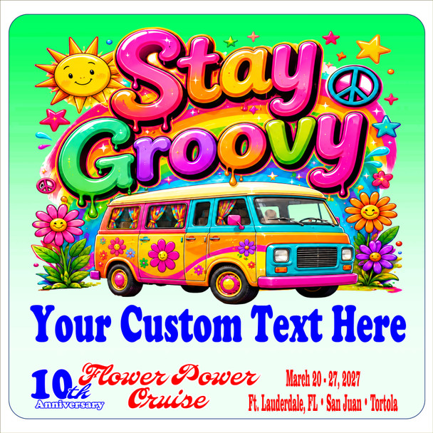 2027 Flower Power Cruise Ship Door Magnet - 11" x 11" - Flower Power 018