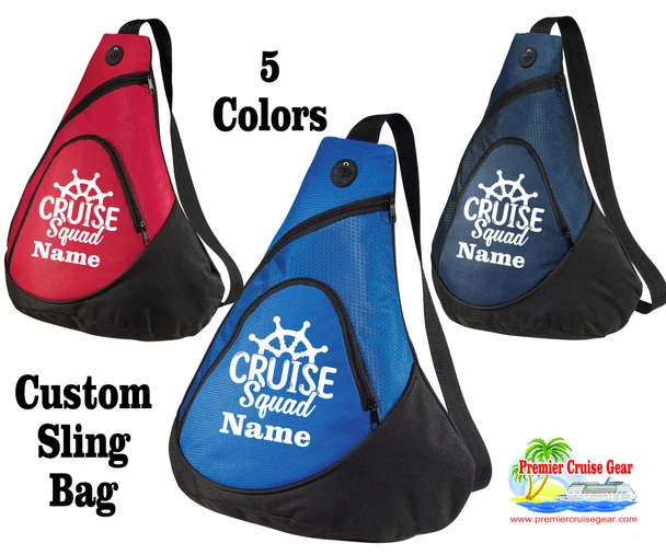 Cruise Sling Pack. Custom Large sling pack to carry all of your gear on the ship and in the ports.  Custom with your name.