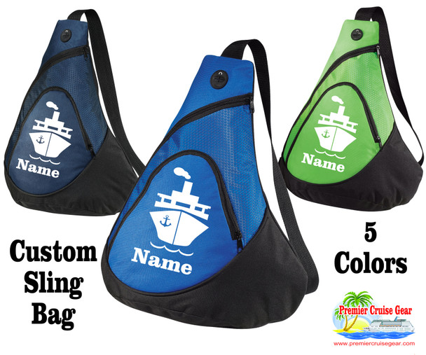 Cruise Sling Pack. Custom Large sling pack to carry all of your gear on the ship and in the ports.  Custom with your name.
