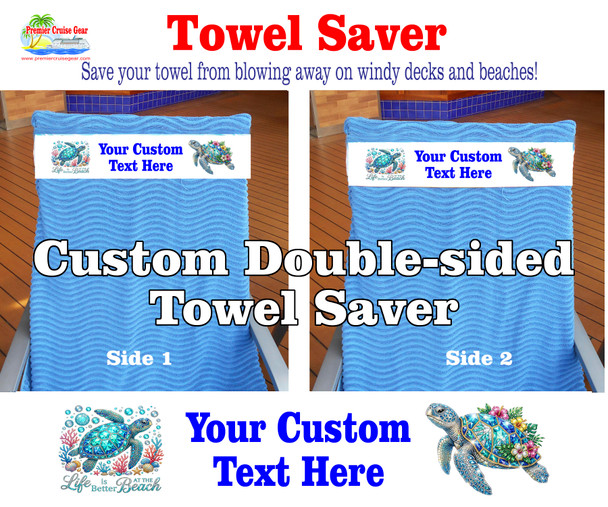 New Towel Saver - Custom towel band with personality to save your towels from blowing away.