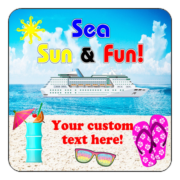 Cruise Ship Door Magnet - 11" x 11" -Sea Sun Fun