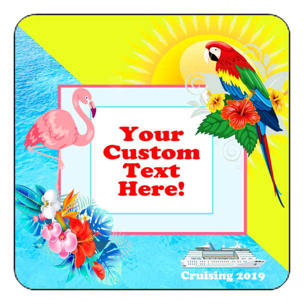 Cruise Ship Door Magnet - 11" x 11" - Flamingo