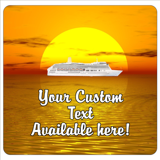 Cruise Ship Door Magnet - 11" x 11" -  Orange Sunset