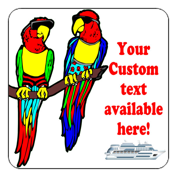 Cruise Ship Door Magnet - 11" x 11" - Parrot Couple