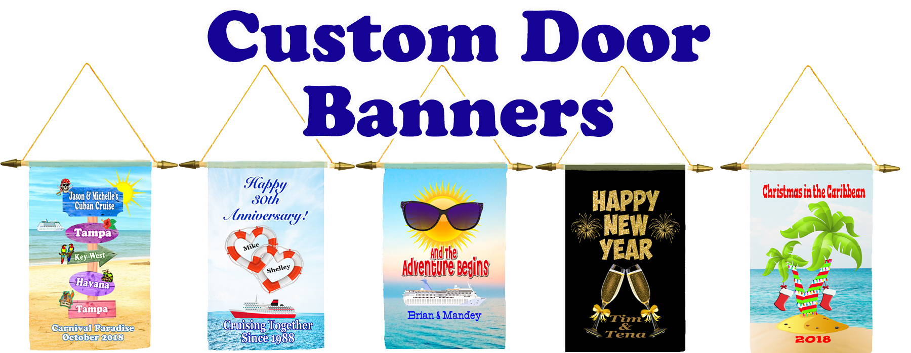 Cruise ship door banner Custom Banner with glitter art work and your custom text Large Banner 9 12 x 15 34