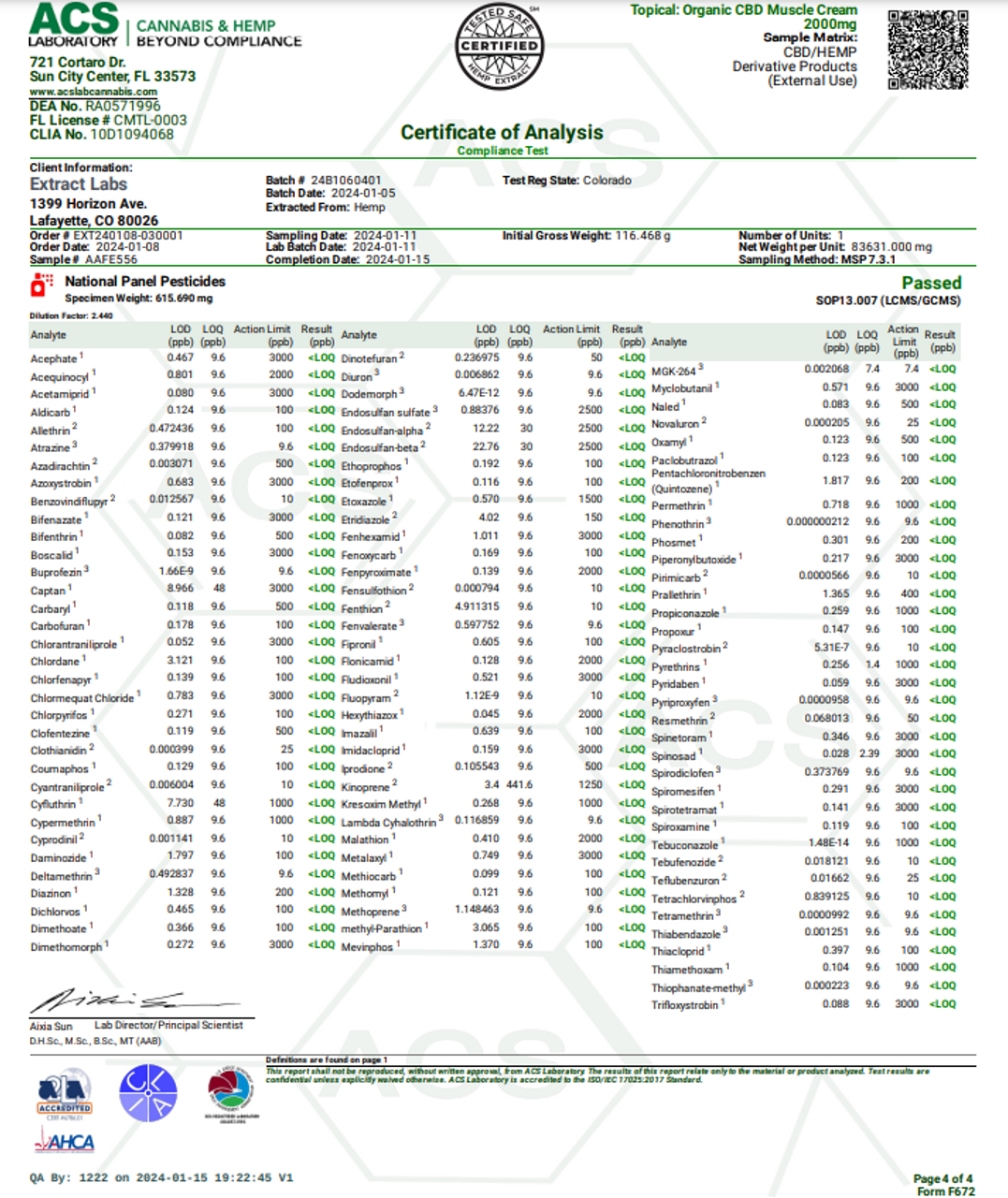 Extract Labs Full Spectrum Muscle Cream 2000mg