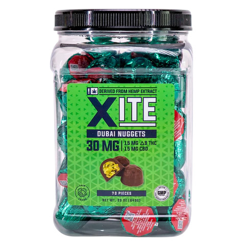 Xite 30mg Dubai Chocolate Nuggets (15mg D9 THC: 15mg CBD)
