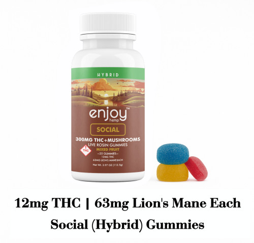 Enjoy Delta-9 + Lion's Mane Mushroom Gummies 25ct (12mg D9 + 63mg LM/Per Gummy) Enjoy Delta-9 + Lion's Mane Mushroom Gummies 25ct (12mg D9 + 63mg LM/Per Gummy)