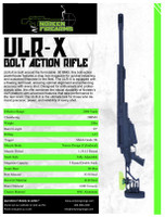 ULR X Rifle Specs Overview – .50 BMG Bolt Action Platform – Marketing-ready graphic highlighting the ULR X’s full list of features, including magazine, barrel, stock, and future caliber expansion (.416 Barrett, 408 CheyTac, and more).