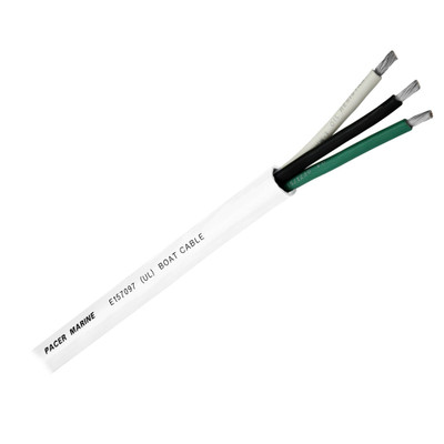 Pacer Round 3 Conductor Cable - 100' - 14/3 AWG - Black, Green & White Pacer Round 3 Conductor Cable - 100' - 14/3 AWG - Black, Green & White