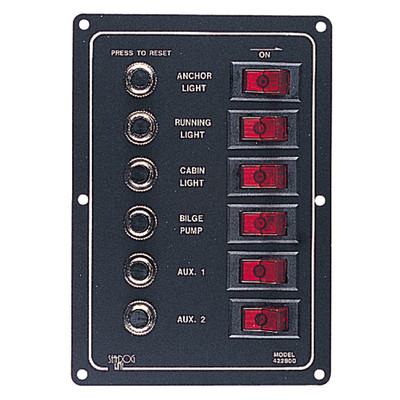 Sea-Dog Aluminum Circuit Breaker Panel - 6 Circuit Sea-Dog Aluminum Circuit Breaker Panel - 6 Circuit