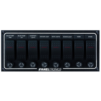 Paneltronics Waterproof DC 8 Position Lighted Rocker & Fuse Paneltronics Waterproof DC 8 Position Lighted Rocker & Fuse