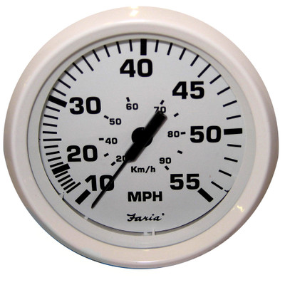 Faria Dress White 4" Speedometer - 55 MPH (Pitot) Faria Dress White 4" Speedometer - 55 MPH (Pitot)