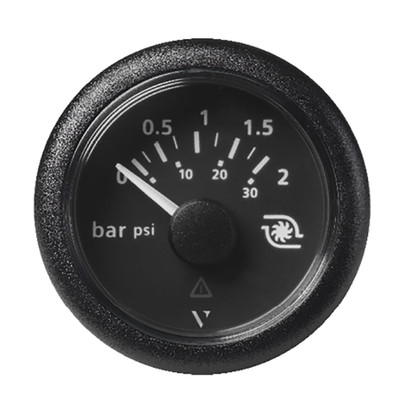 Veratron 52MM (2-1/16") ViewLine Boost Pressure Gauge 2 Bar/30 PSI - Black Dial & Round Bezel Veratron 52MM (2-1/16") ViewLine Boost Pressure Gauge 2 Bar/30 PSI - Black Dial & Round Bezel