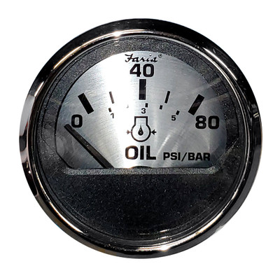 Faria Spun Silver 2" Oil Pressure Gauge Faria Spun Silver 2" Oil Pressure Gauge