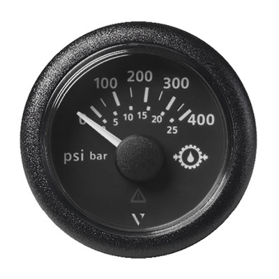Veratron 2-1/16" (52mm) ViewLine Transmission Oil Pressure 400 PSI/25 Bar - Black Dial & Round Bezel Veratron 2-1/16" (52mm) ViewLine Transmission Oil Pressure 400 PSI/25 Bar - Black Dial & Round Bezel