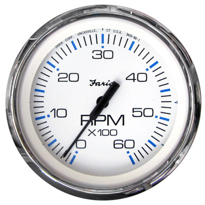Faria Chesapeake White SS 4" Tachometer - 6000 RPM (Gas) (Inboard & I/O) Faria Chesapeake White SS 4" Tachometer - 6000 RPM (Gas) (Inboard & I/O)