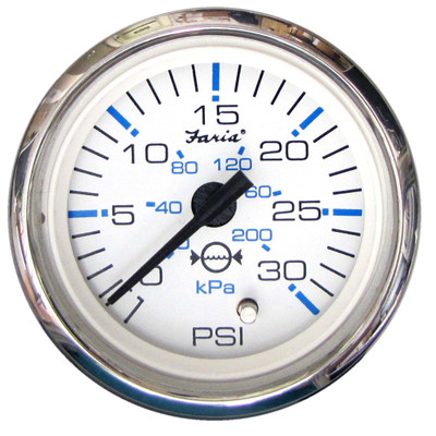 Faria Chesapeake White SS 2" Water Pressure Gauge (30 PSI) Faria Chesapeake White SS 2" Water Pressure Gauge (30 PSI)