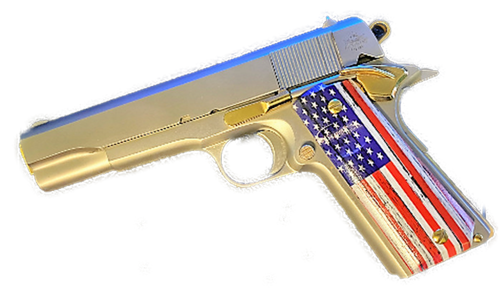 1911 fits Grips Colt Gov & Clones Rustic 'OL Glory US Flag UV printed on Laminate Diamond Wood  