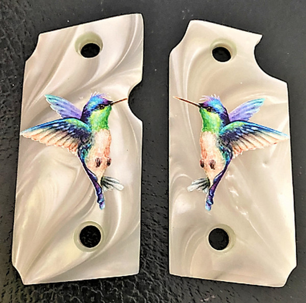Sig Sauer P238 HD/UV Full color Faux Mother of Pearl stunning Hummingbird