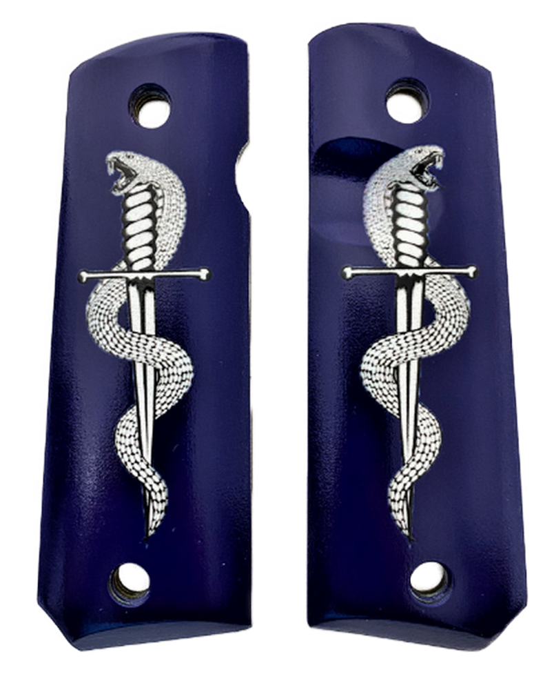1911  Full size UV printed grips w/ HD Coiled Snake wrapped around dagger image