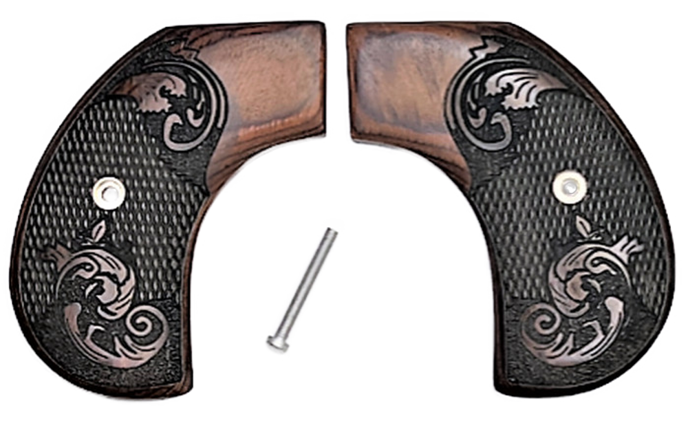 Ruger Wrangler + NEW Vaquero & Diamondback Sidekick Birdshead Rosewood Scroll Grips