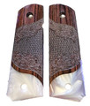 1911 Full Size Carved Rosewood Grips w/Acrylic Pearl  Accent