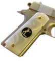 1911 Gun Grips Acrylic Pearl White w/Black and Gold Trophy Horse