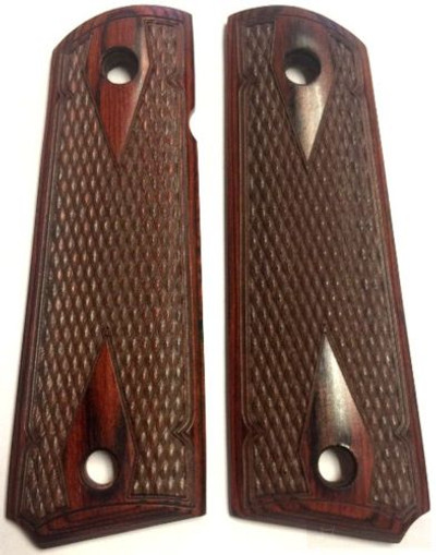 1911 Full Size Double Diamond Checkered Rosewood Grips