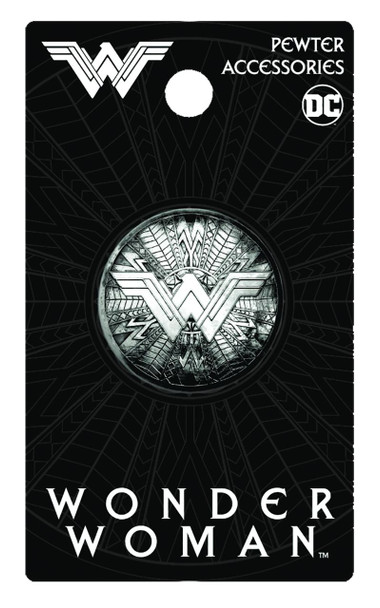 WONDER WOMAN MOVIE ROUND SHIELD PEWTER LAPEL PIN