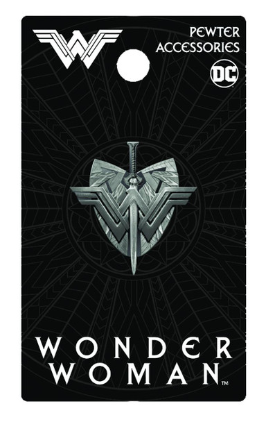 WONDER WOMAN MOVIE SHIELD & SWORD PEWTER LAPEL PIN